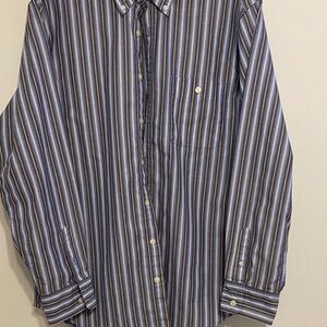 Tilley made in Canada Men's Blue Multi-Stripe Button-Down Shirt